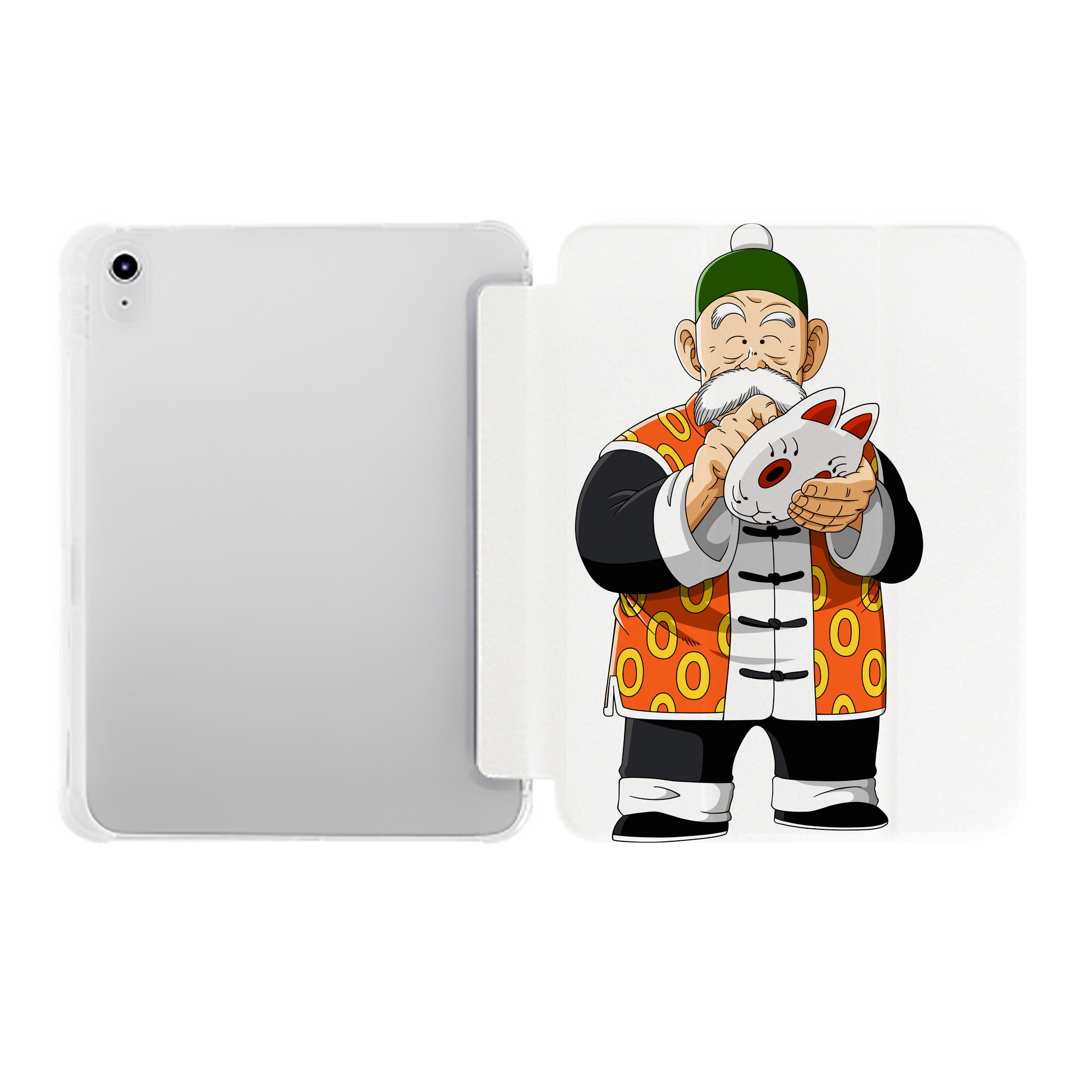（画像用） ドラゴンボール 亀仙人（かめせんにん） DRAGON BALL Master Roshi Kame Sennin IPad ケース ペン収納付き 三つ折りスタンド PUレザー×シリコン 対応機種9.5/10.5/10.9インチ
